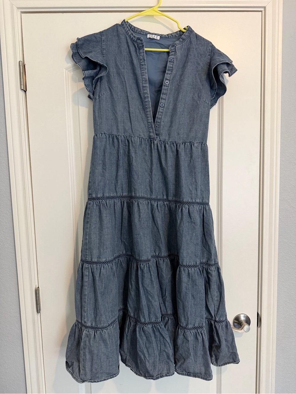 TCEC Denim-Style Tiered Ruffle Dress - Blue